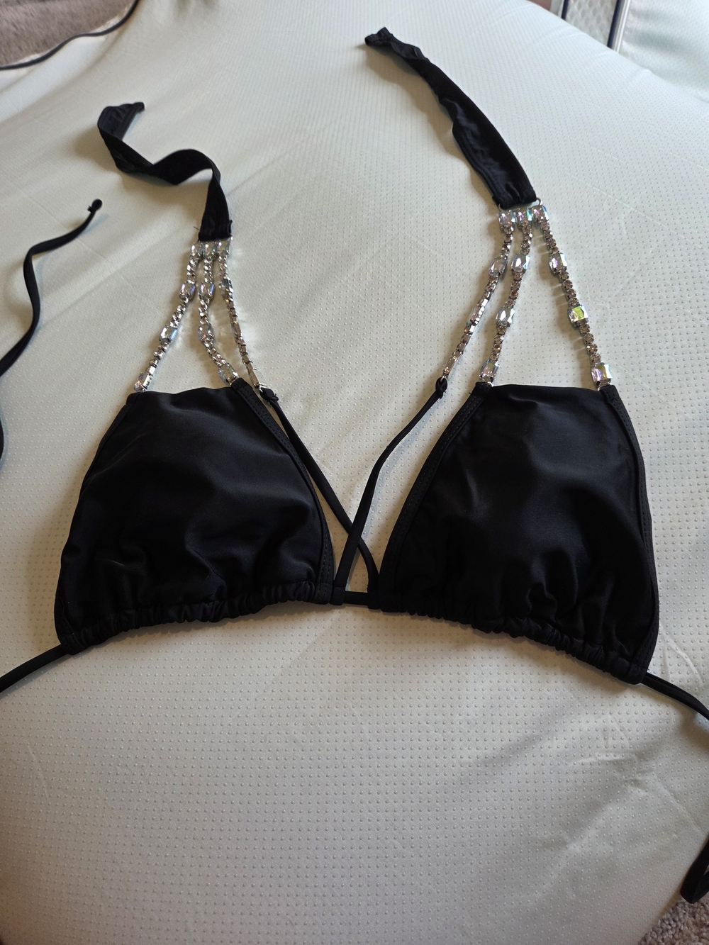 Black Crystal-Accent Triangle Bikini Top
